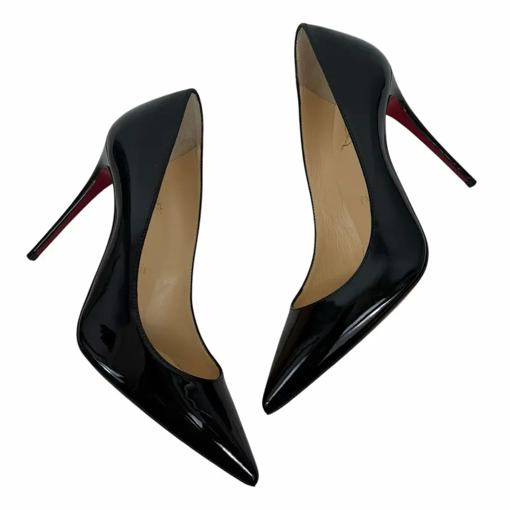 Christian Louboutin Kate 100 Patent Leather Pointed Toe Pump Black  Size 36